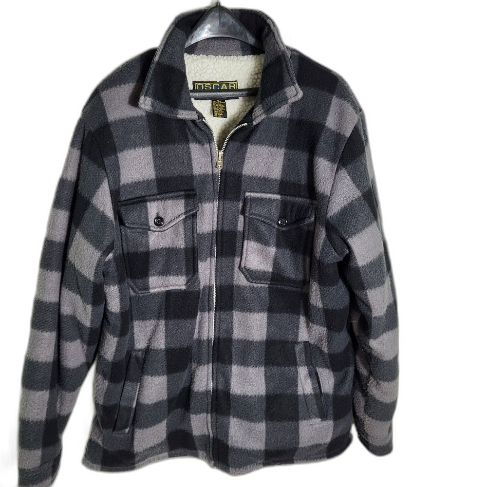Buffalo Check Shacket Jacket Shirt with Sherpa Lining - Size XL